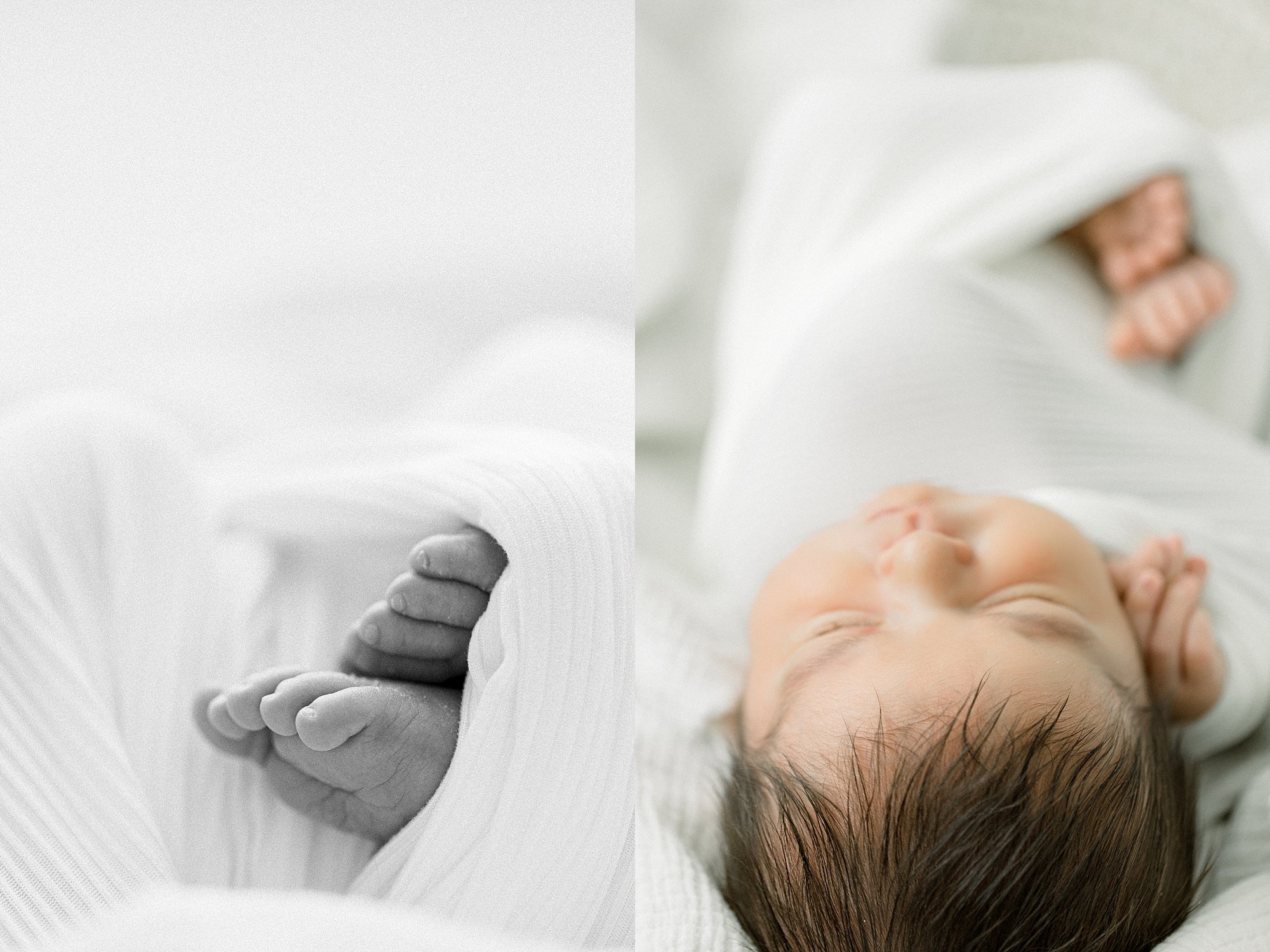 details of newborn baby during photo shoot