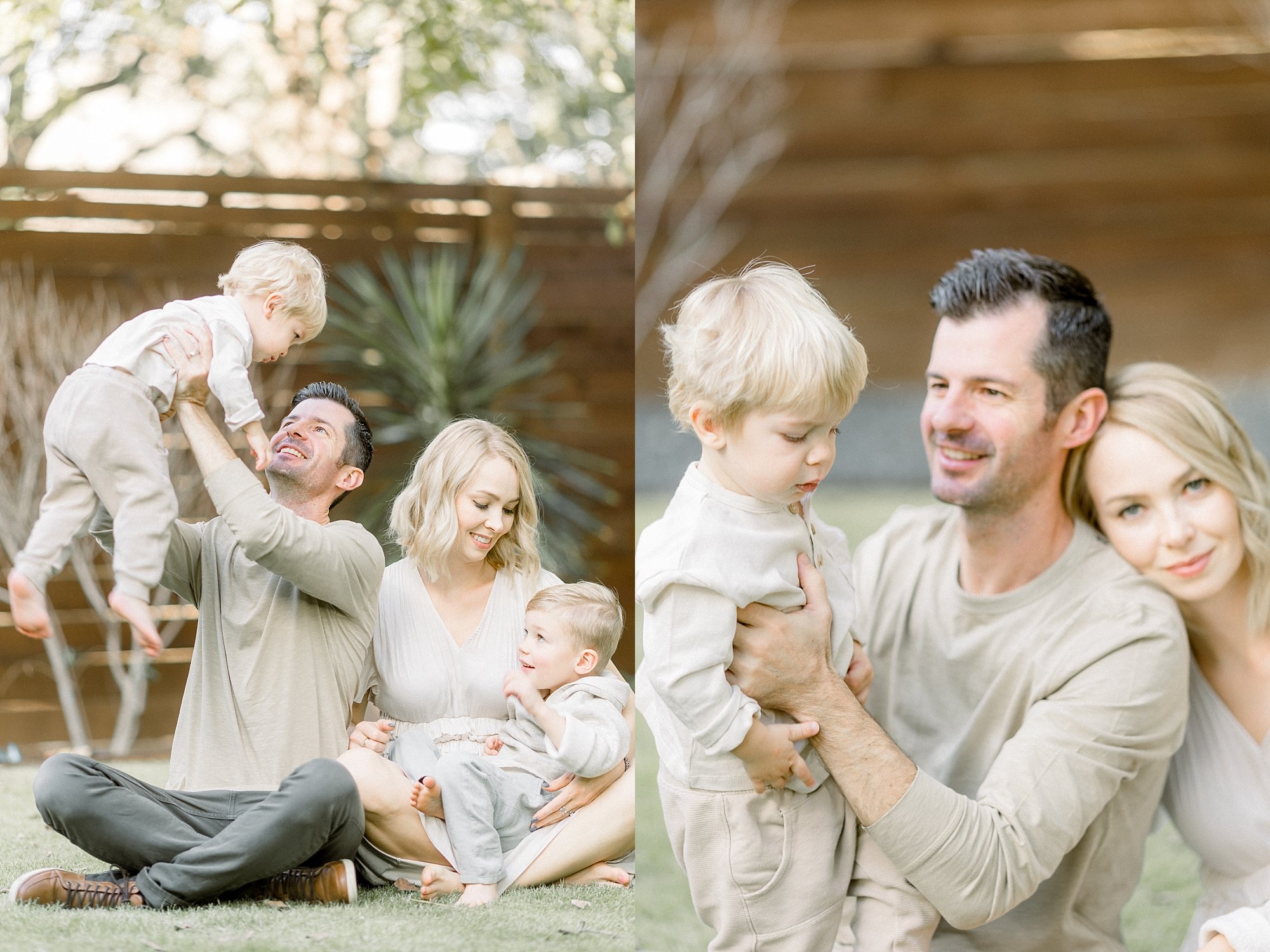outdoor portraits with family of four in DFW