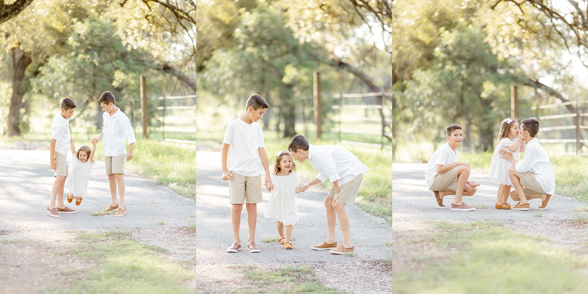big brothers and little sister during family photoshoot